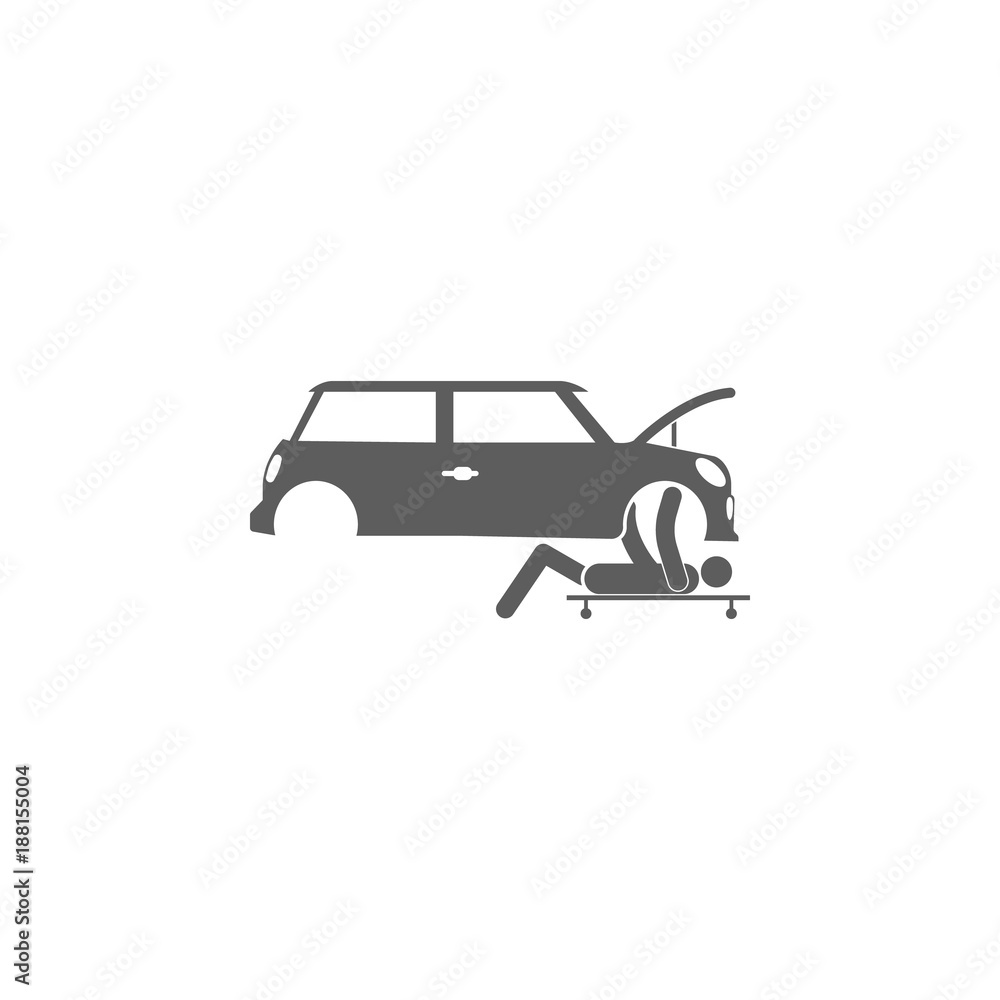 the person repairs under the car icon. Elements of car repair icon. Premium quality graphic design. Signs, outline symbols collection icon for websites, web design, mobile app