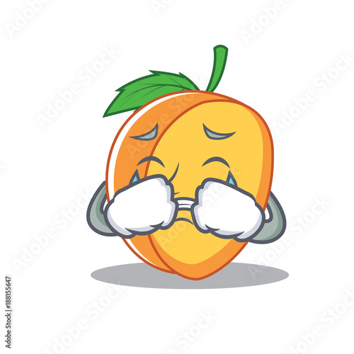 Crying apricot mascot cartoon style
