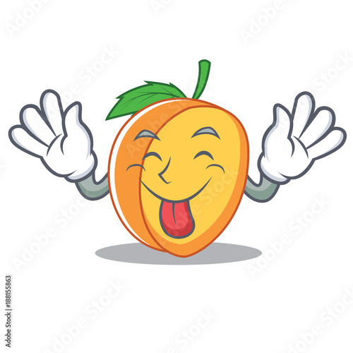 Tongue out apricot mascot cartoon style