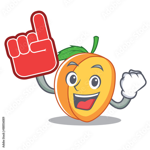 Foam finger apricot mascot cartoon style photo