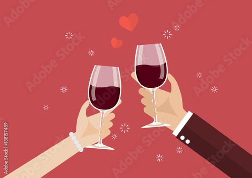 Man and woman toasting a wine glasses