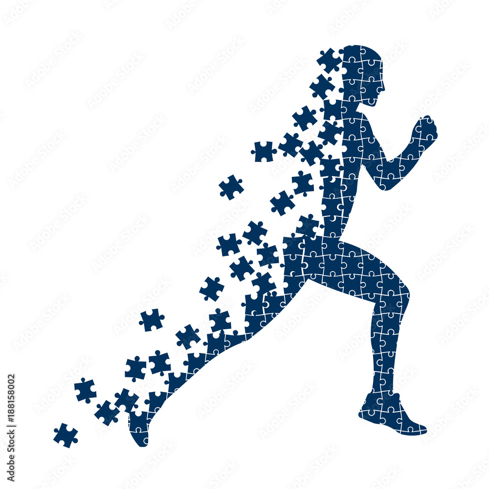Running person from the collapsing puzzles. Running person from the collapsing puzzles.