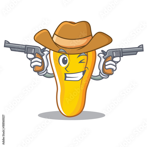 Cowboy cashew character cartoon style