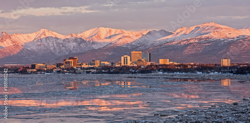 Anchorage Skyline as the Sun Sets