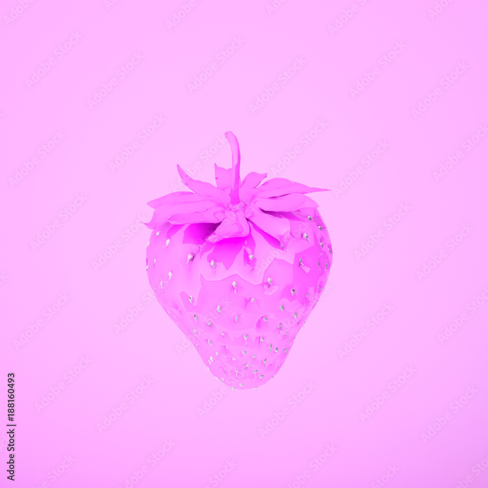 pink strawberry on a pink background,valentines day, 3d rendering. 3d illustration.