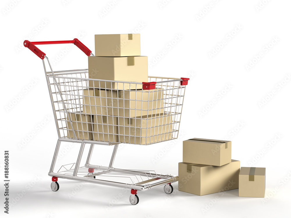 cart with boxes