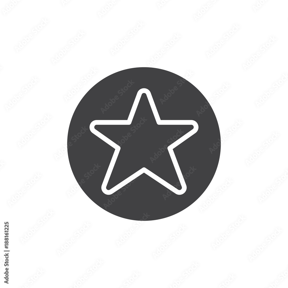 Favorites button icon vector, filled flat sign, solid pictogram isolated on white. Star in circle symbol, logo illustration. Favorites button icon vector, filled flat sign, solid pictogram isolated on white. Star in circle symbol, logo illustration.