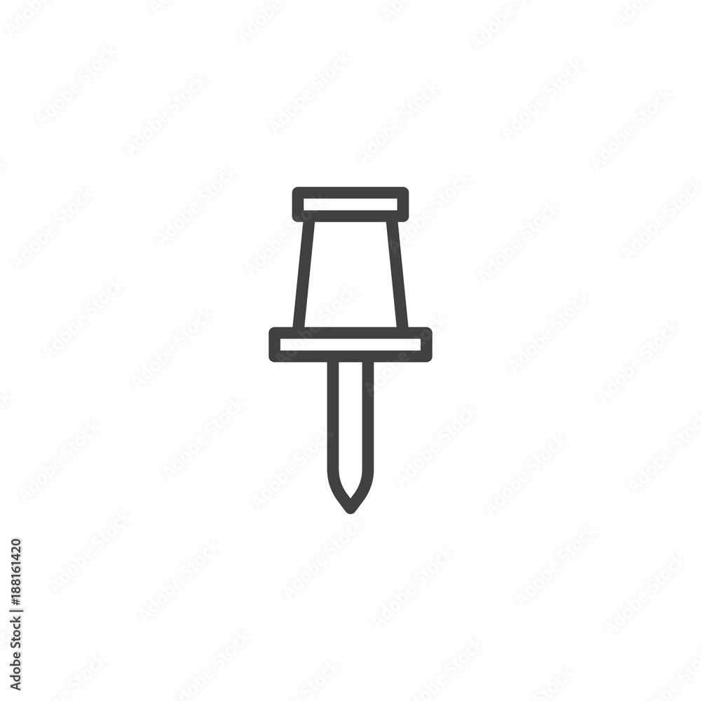 Drawing pin line icon, outline vector sign, linear style pictogram isolated on white. Pushpin symbol, logo illustration. Editable stroke Drawing pin line icon, outline vector sign, linear style pictogram isolated on white. Pushpin symbol, logo illustration. Editable stroke