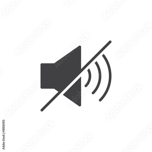 Mute sound icon vector, filled flat sign, solid pictogram isolated on white. Speaker mute symbol, logo illustration. photo