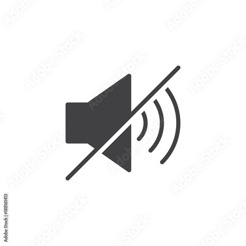 Mute sound icon vector, filled flat sign, solid pictogram isolated on white. Speaker mute symbol, logo illustration.