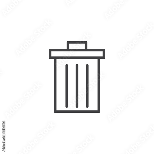 Trash can line icon, outline vector sign, linear style pictogram isolated on white. Delete symbol, logo illustration. Editable stroke