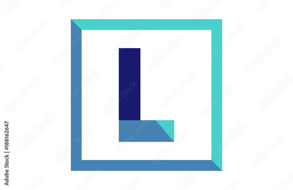 L Square Blue Ribbon Letter Logo L Square Blue Ribbon Letter Logo