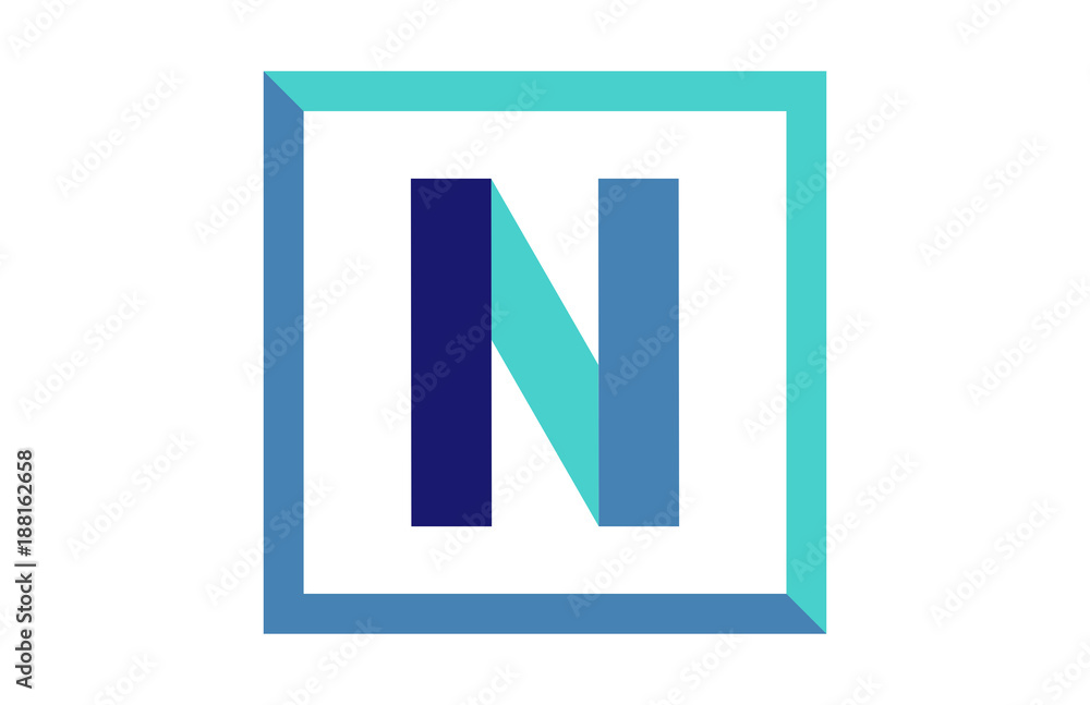 N Square Blue Ribbon Letter Logo N Square Blue Ribbon Letter Logo