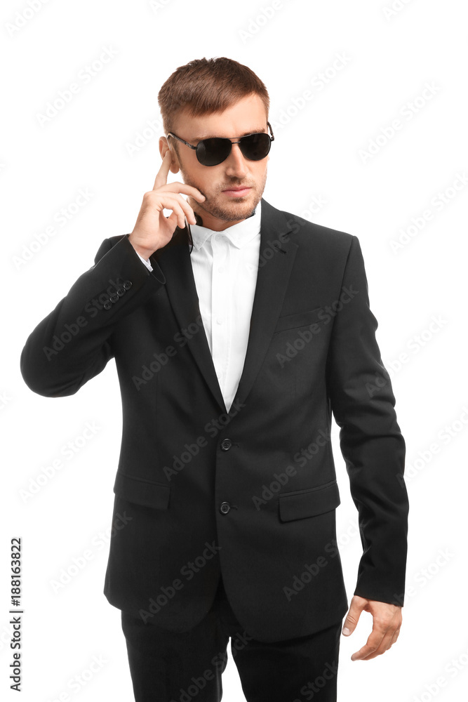 Handsome security guard on white background Handsome security guard on white background