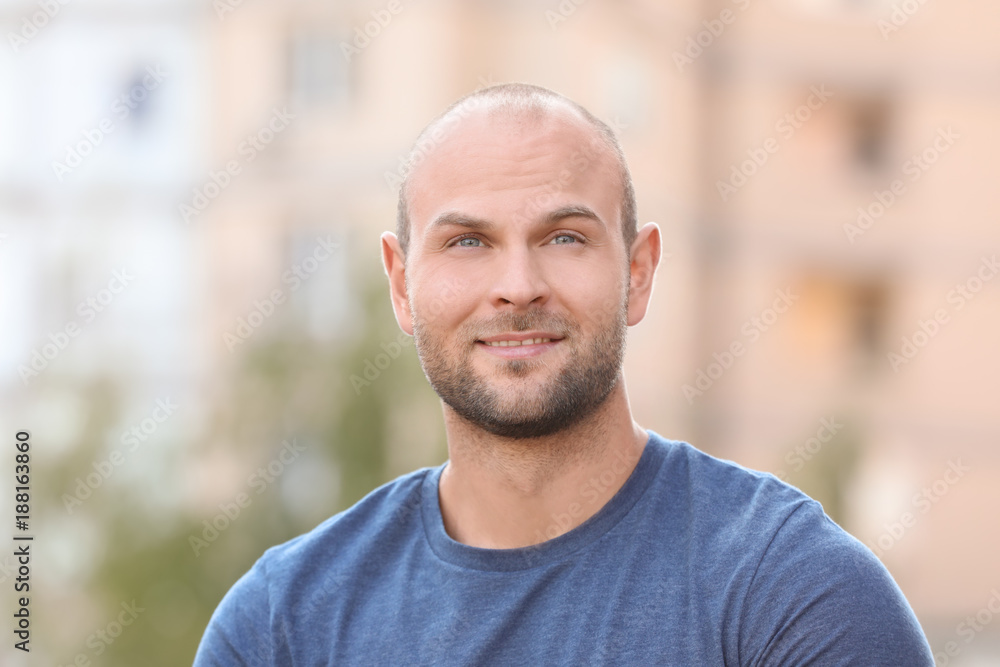 Handsome young man on blurred background Handsome young man on blurred background
