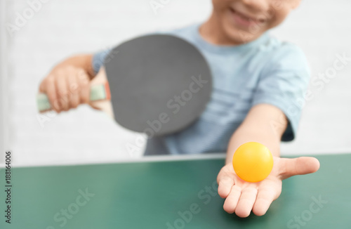 Cute little boy playing tab...