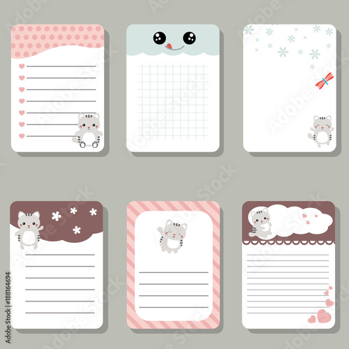 Cute cards or stickers with cats.