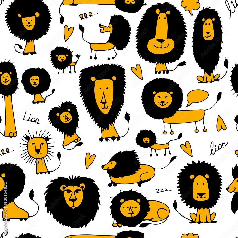 Obraz premium Funny lions, seamless pattern for your design