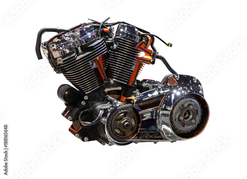 engine for bigbike motorcycle isolate on white background. (Clipping path) a machine with moving parts that converts power into motion.