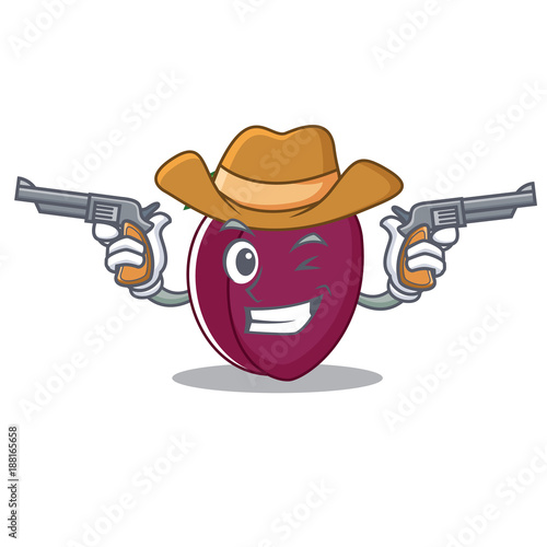Cowboy plum character cartoon style