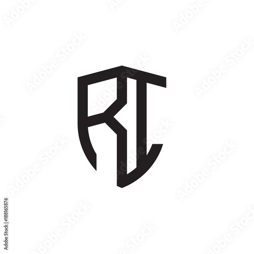 Initial letters line shield shape logo