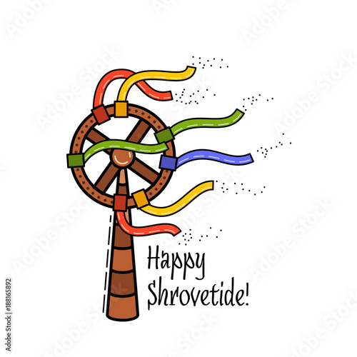 Shrovetide Russian national holiday line flat style icon
