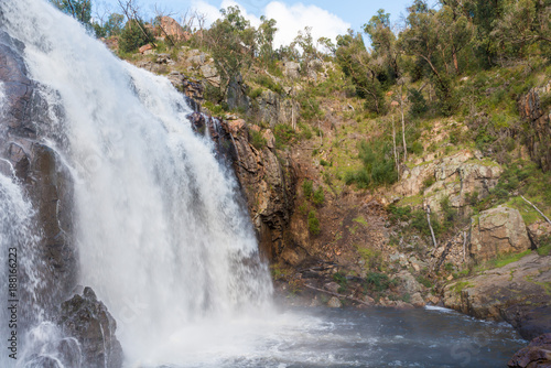 McKenzie Waterfalls cascades flowing through the rocks. Spectacular Australian mountaln landscape in Grampians, VIC, Australia