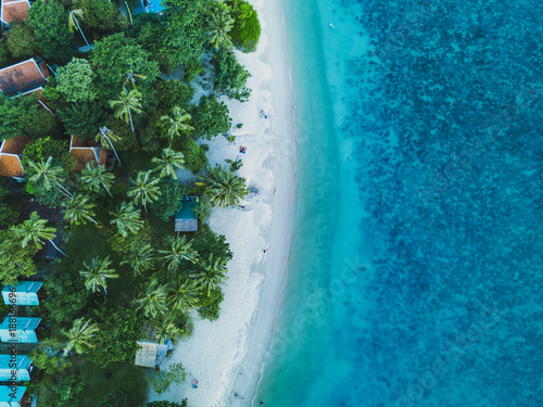 vacation on the beach aerial landscape, drone view of paradise island coast © Song_about_summer