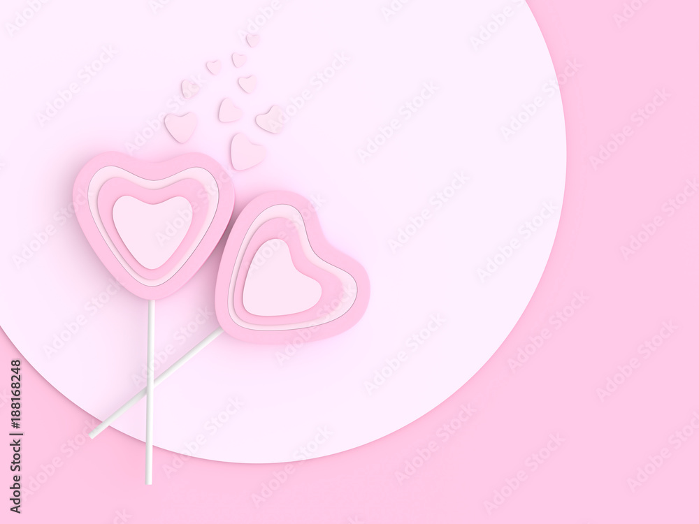 pink lollipop heart shape for card Valentine's day