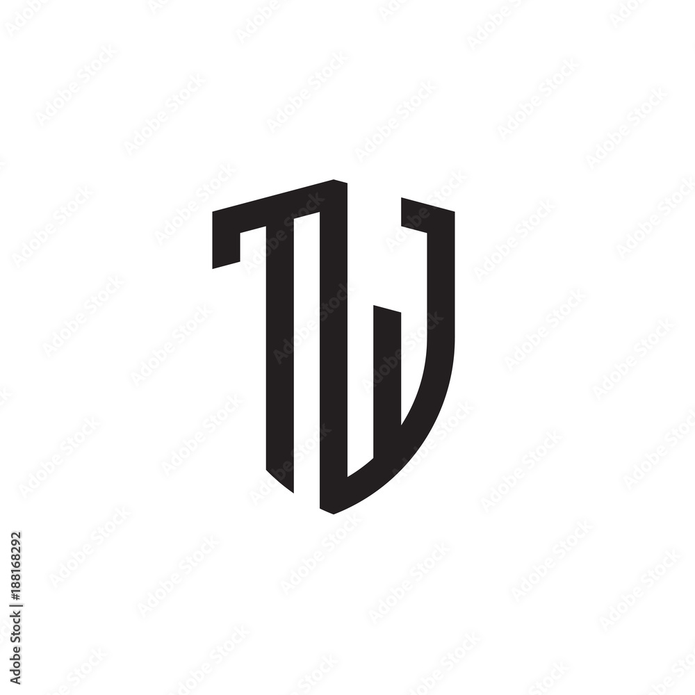 Initial letters line shield shape logo Initial letters line shield shape logo