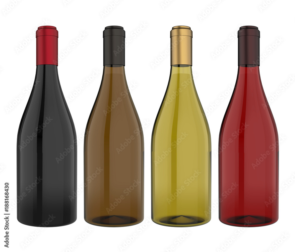 Set of Wine Bottles Isolated Set of Wine Bottles Isolated