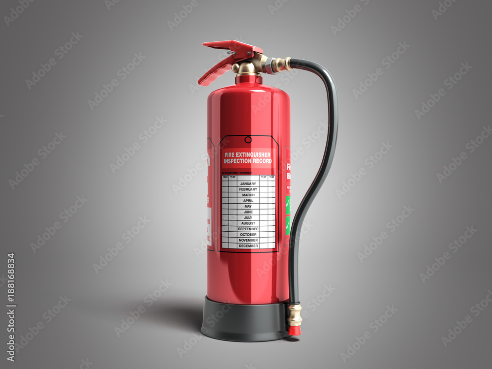Fototapeta premium Fire extinguisher inspection record 3d render on grey background