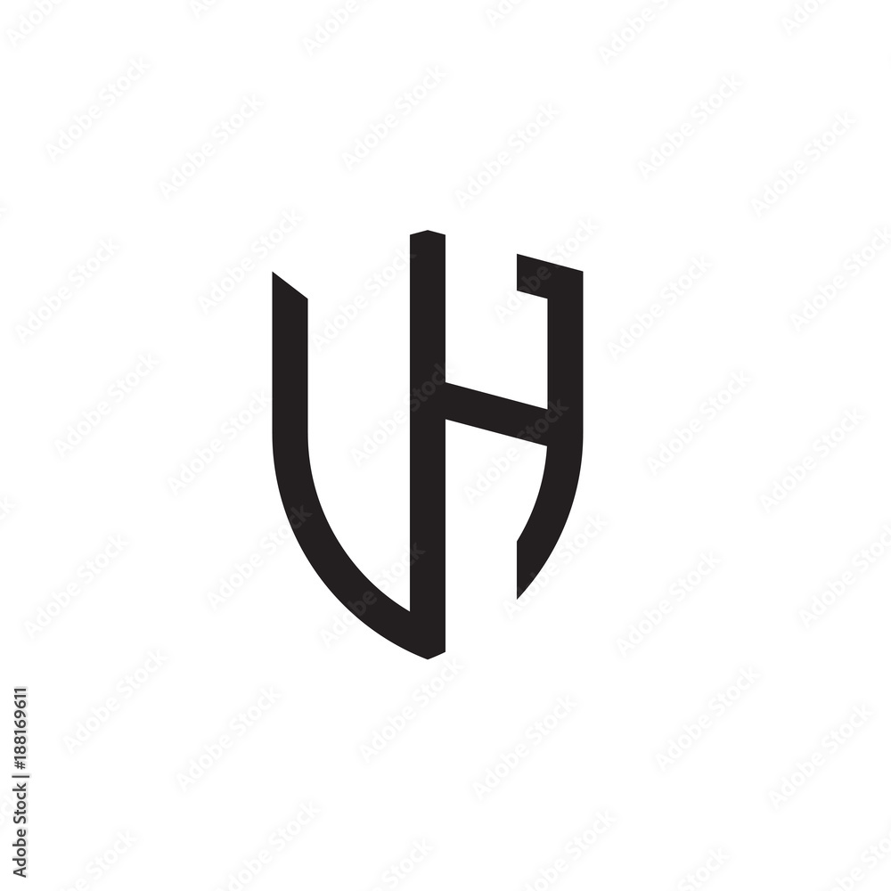 Initial letters line shield shape logo Initial letters line shield shape logo