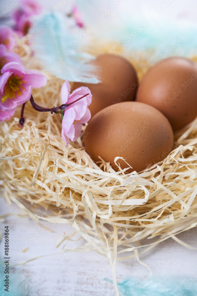 Easter eggs in nest Easter eggs in nest