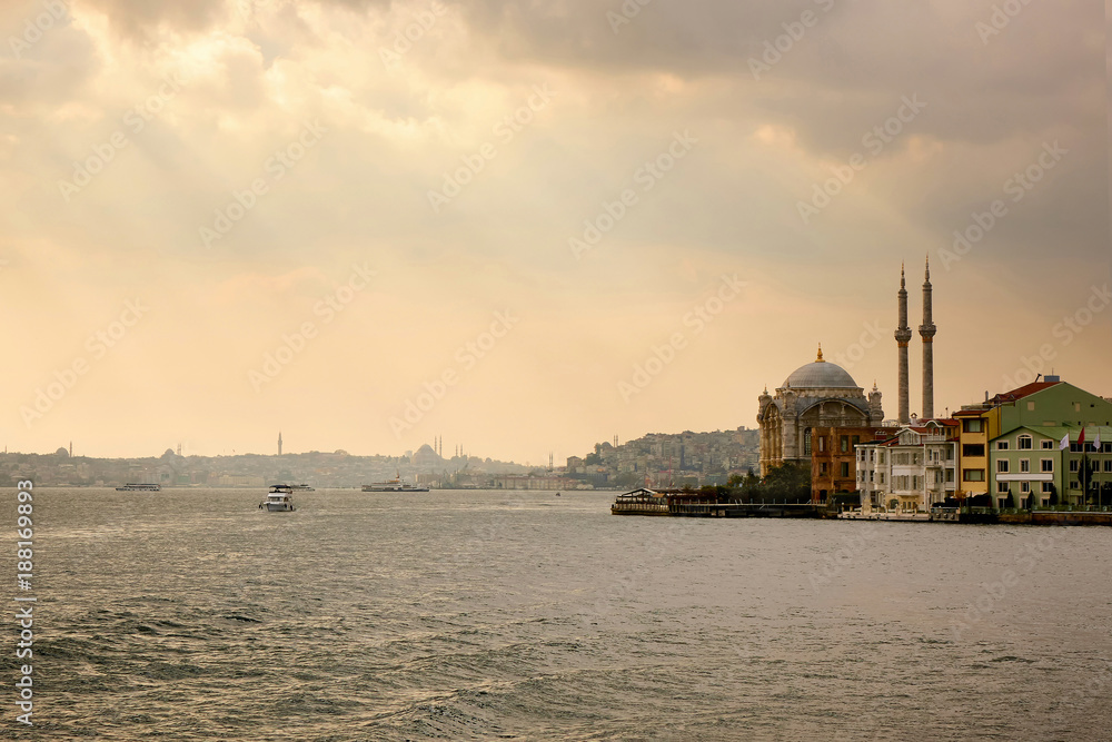 Ortakoy Mosque on the banks of the Bosphorus,