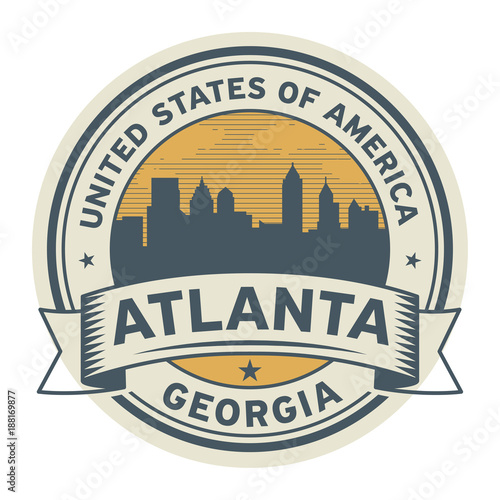 Stamp or label with name of Atlanta, Georgia,