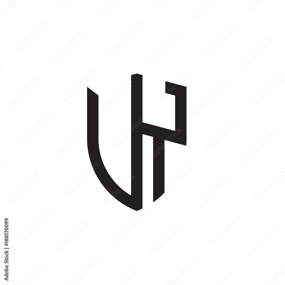 Initial letters line shield shape logo Initial letters line shield shape logo