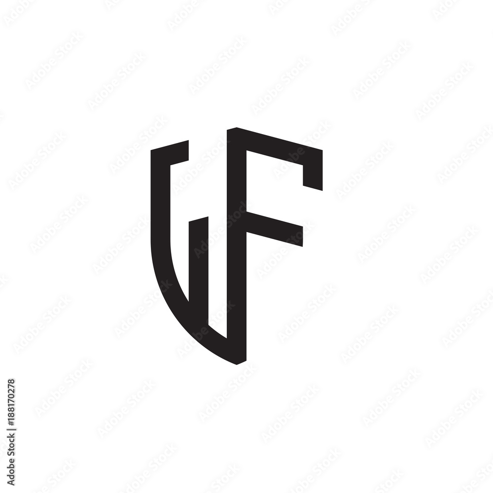 Initial letters line shield shape logo Initial letters line shield shape logo