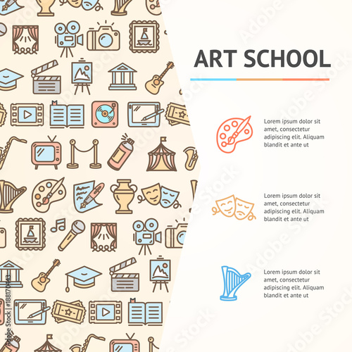 Art School Concept Infographics Banner. Vector