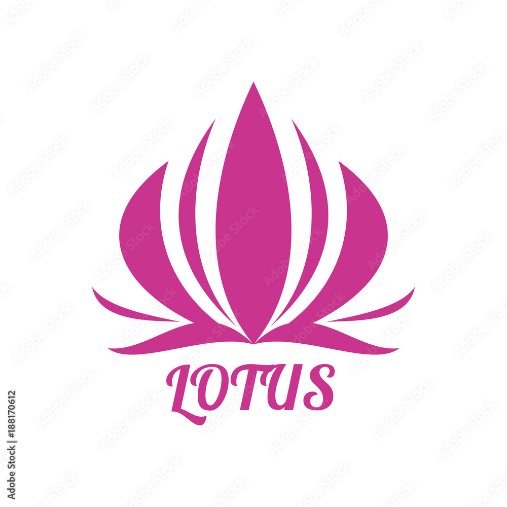 Abstract lotus flower logo sign design. Yoga and spa beauty studio green logotype concept. Vector isolated symbol