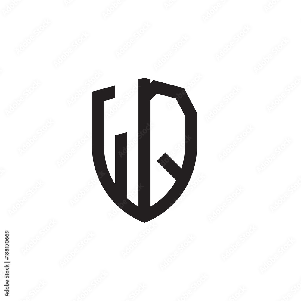 Initial letters line shield shape logo Initial letters line shield shape logo