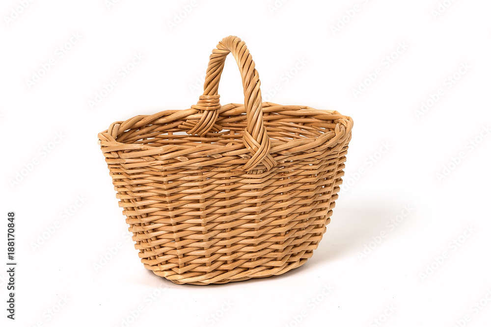 Obraz premium Old Wicker Basket On a White Background