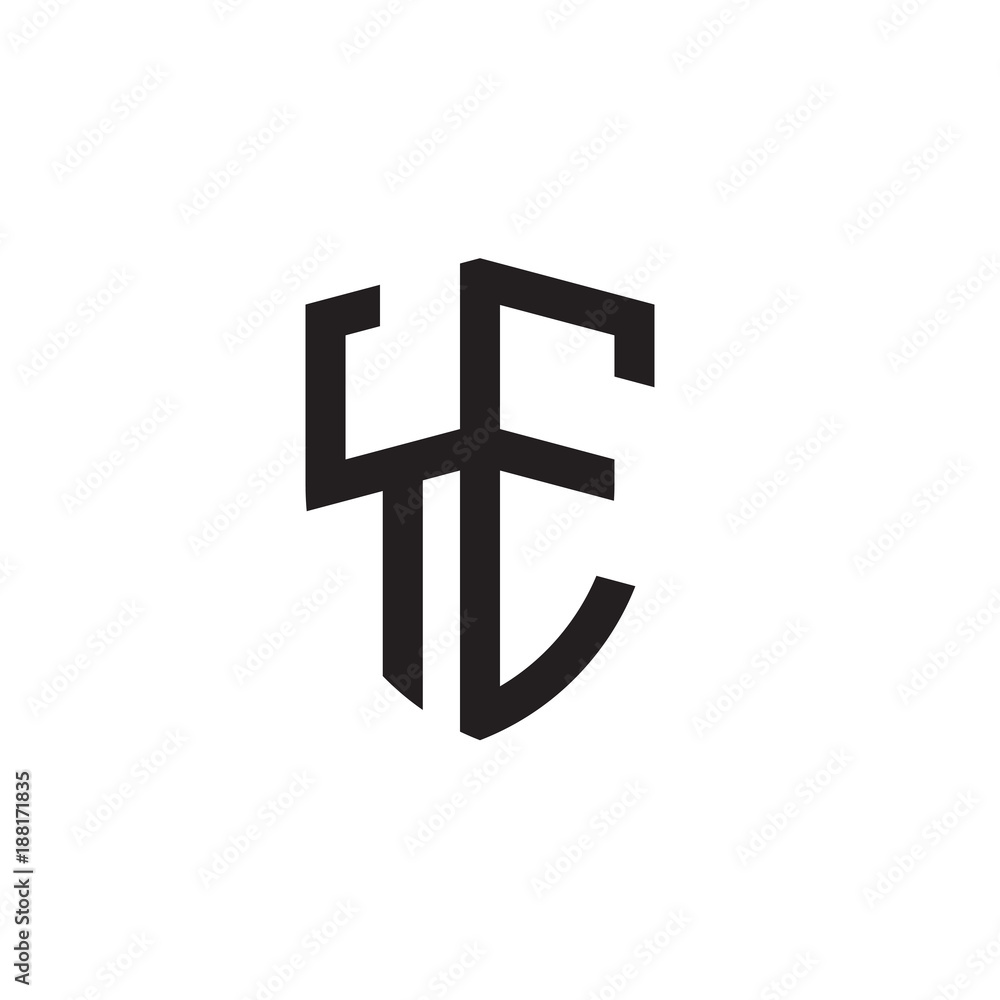Initial letters line shield shape logo Initial letters line shield shape logo