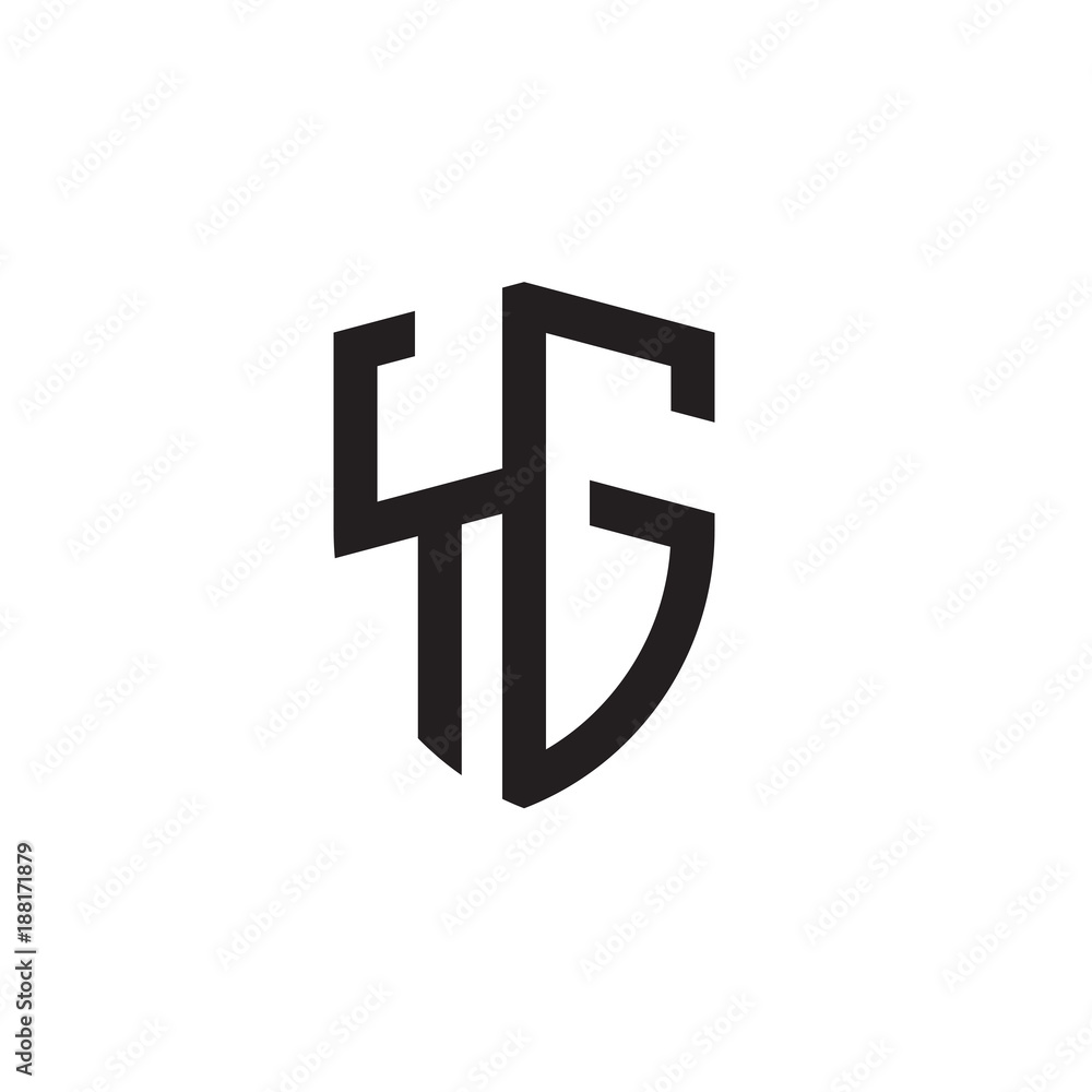 Obraz premium Initial letters line shield shape logo