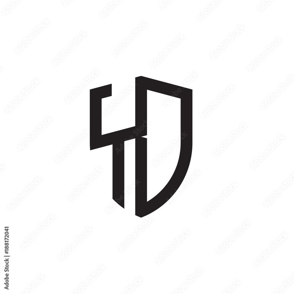 Initial letters line shield shape logo Initial letters line shield shape logo