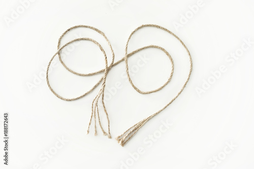 Beige cotton rope curl thin isolated white color