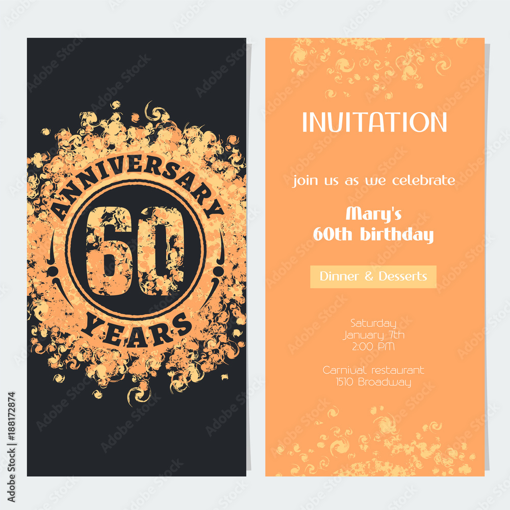 60 years anniversary invitation to celebration event vector illustration 60 years anniversary invitation to celebration event vector illustration