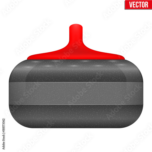 Curling Stone with handle. Equipment for sport game. Front view. Vector Illustration isolated on white background.