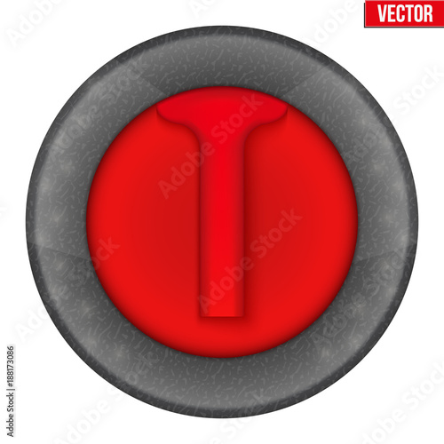 Curling Stone with handle. Equipment for sport game. Top view. Vector Illustration isolated on white background.