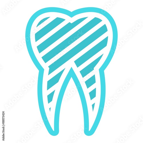Brushed logo tooth icon. Flat illustration of brushed tooth vector icon for web.